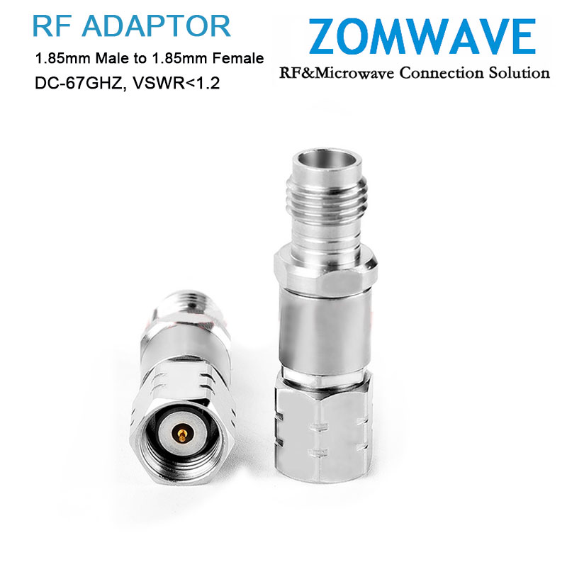 1.85mm Male to 1.85mm Female Stainless Steel Adapter, 67GHz