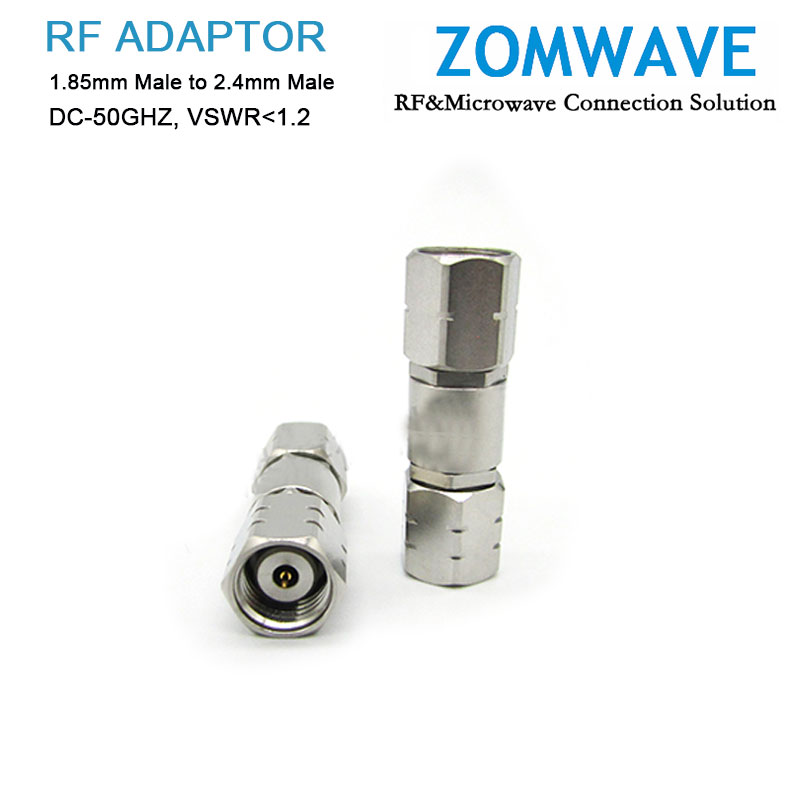 1.85mm Male to 2.4mm Male Stainless Steel Adapter, 50GHz