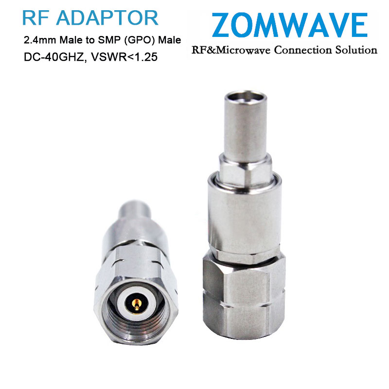 2.4mm Male to SMP (GPO) Male Stainless Steel Adapter, 40GHz