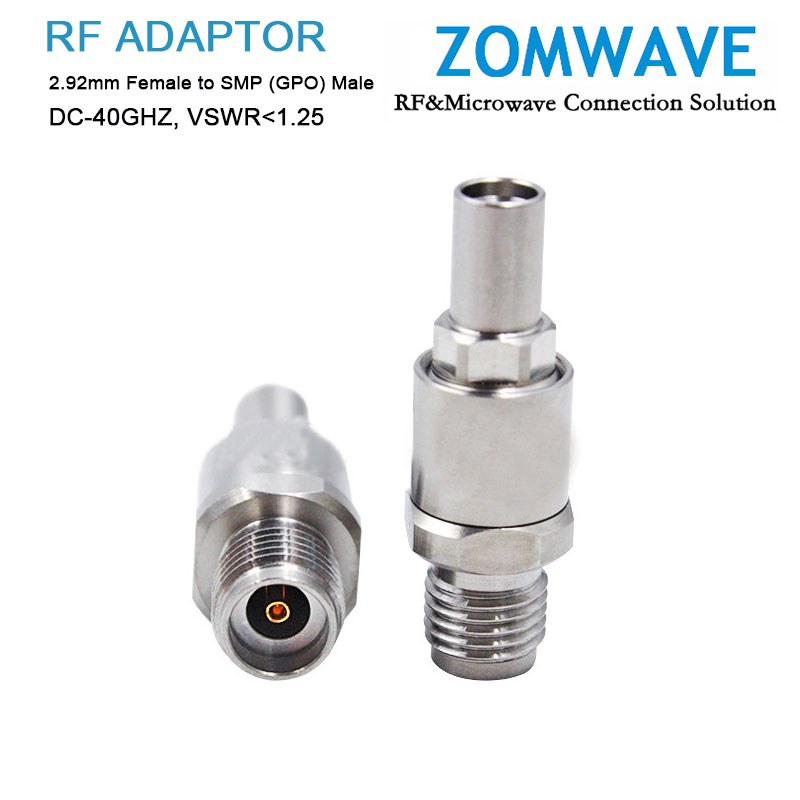 2.92mm Female to SMP (GPO) Male Stainless Steel Adapter, 40GHz