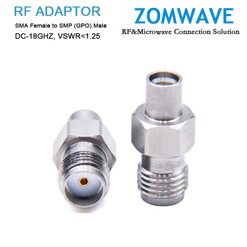 SMA Female to SMP (GPO) Male Stainless Steel Adapter, 18GHz