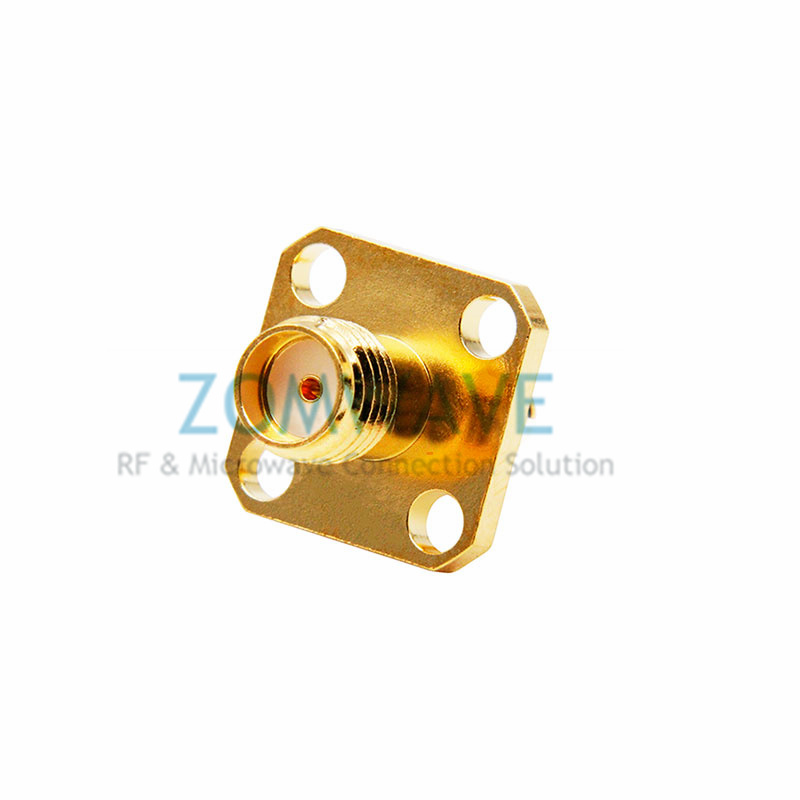 SMA Female to SMP (GPO) Female Adapter, 4-hole Flange, 18GHz