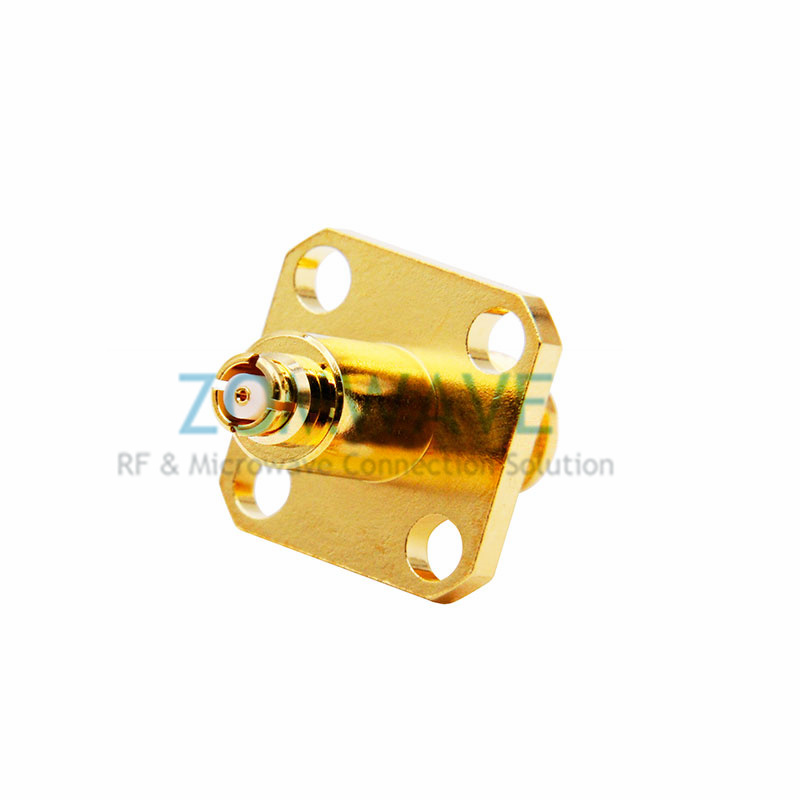 SMA Female to SMP (GPO) Female Adapter, 4-hole Flange, 18GHz