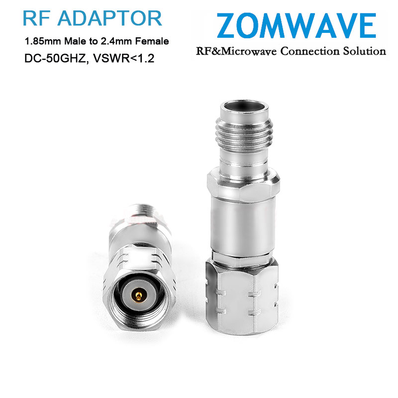 1.85mm Male to 2.4mm Female Stainless Steel Adapter, 50GHz