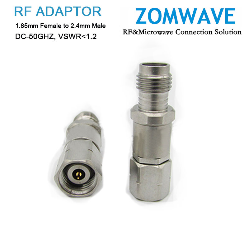 1.85mm Female to 2.4mm Male Stainless Steel Adapter, 50GHz