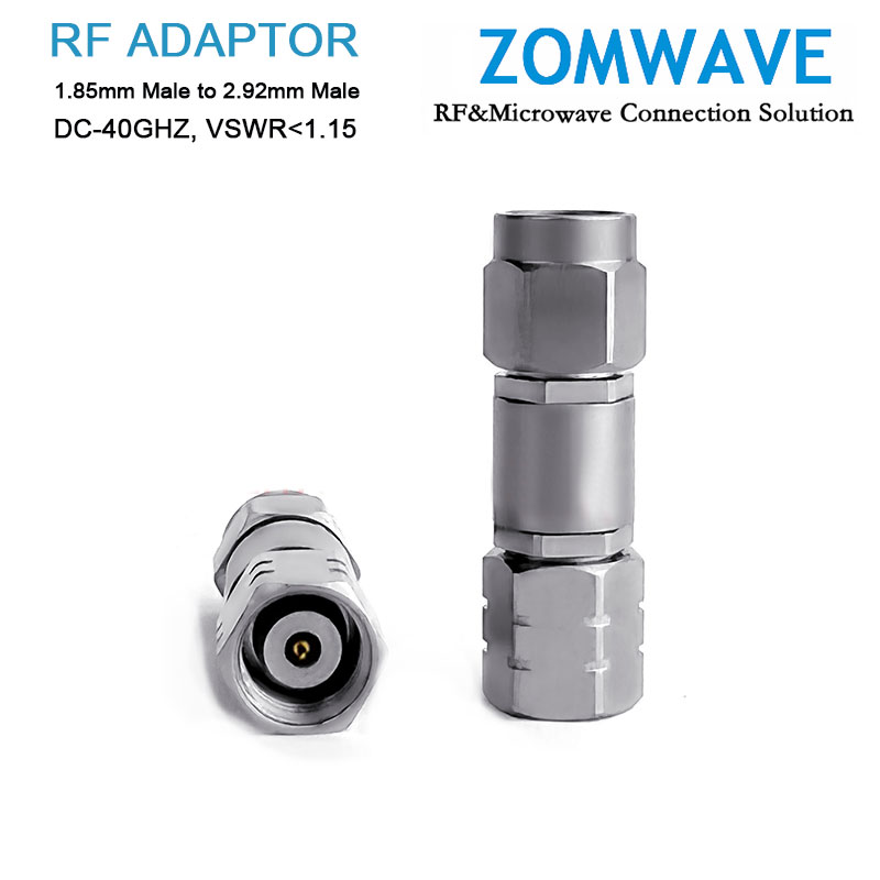 1.85mm Male to 2.92mm Male Stainless Steel Adapter, 40GHz