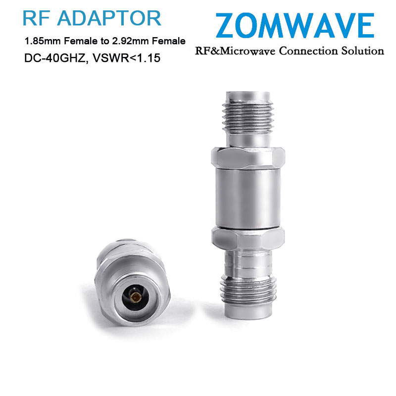 1.85mm Female to 2.92mm Female Stainless Steel Adapter, 40GHz