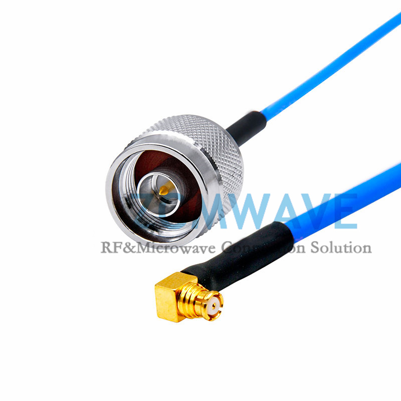 SMP(GPO) Female Right Angle to N Type Male, Formable .086''_RG405 Cable, 6GHz