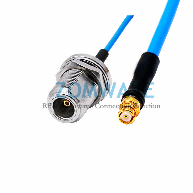 SMP(GPO) Female to N Type Female Bulkhead, Formable .086''_RG405 Cable, 6GHz
