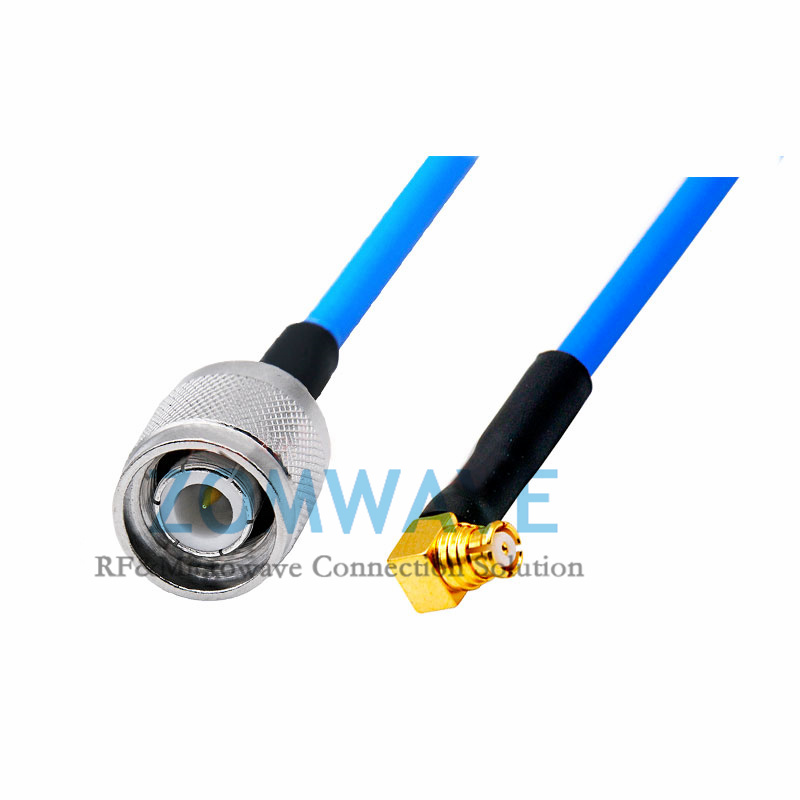 SMP(GPO) Female Right Angle to TNC Male, Formable .086''_RG405 Cable, 6GHz