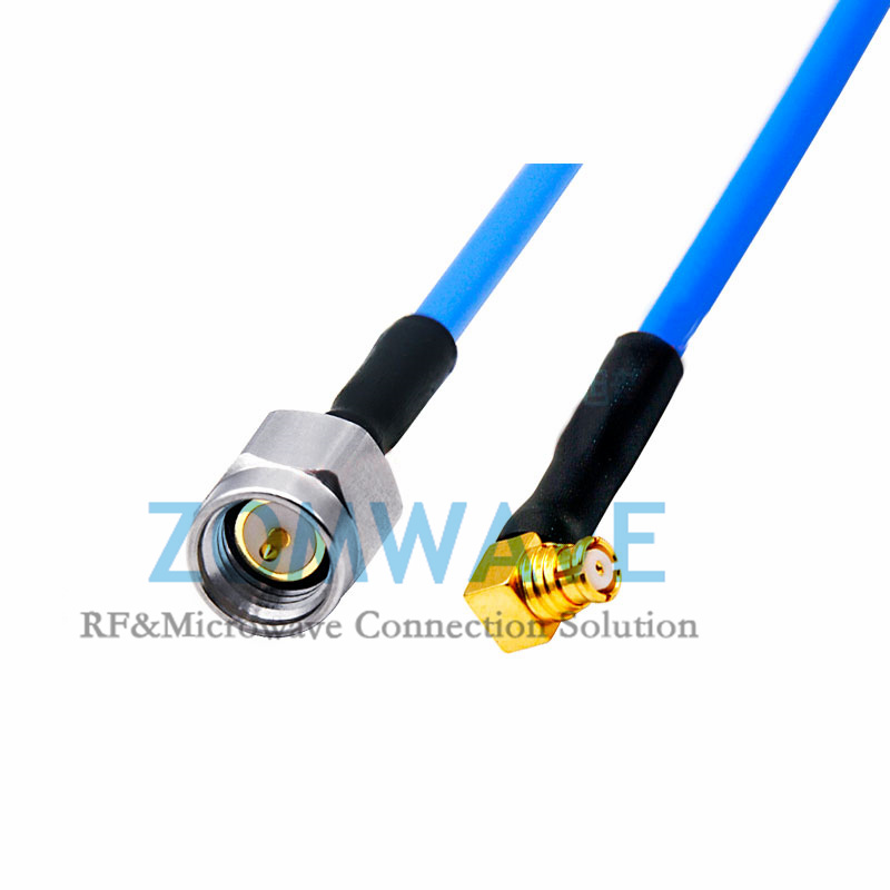 SMP(GPO) Female Right Angle to SMA Male, Flexible .086''/SS405 Cable, 18GHz