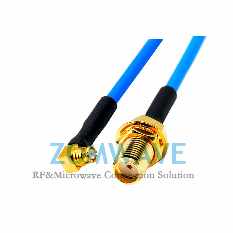 SMP(GPO) Female Right Angle to SMA Female, Flexible .086''/SS405 Cable, 18GHz