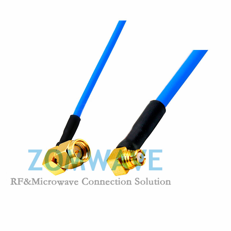 SMP(GPO) Female RA to SMA Male RA, Formable .086''/RG405 Cable,9GHZ