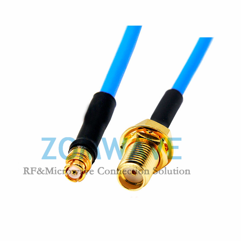 SMP(GPO) Female to SMA Female Bulkhead, Formable .086''/RG405 Cable, 18GHz