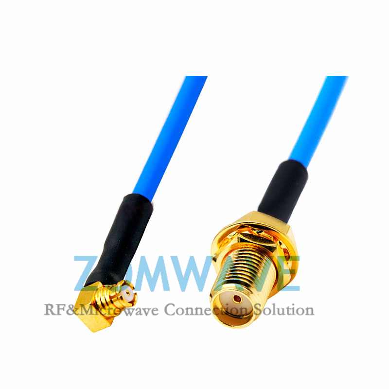 SMP(GPO) Female RA to SMA Female Bulkhead Waterproof,Formable .086''/RG405,18GHZ