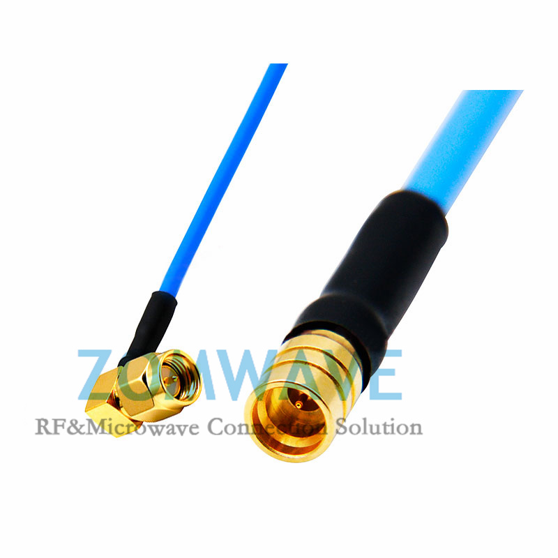 SMP(GPO) Male to SMA Male Right Angle, Formable .086''/RG405 Cable, 18GHz