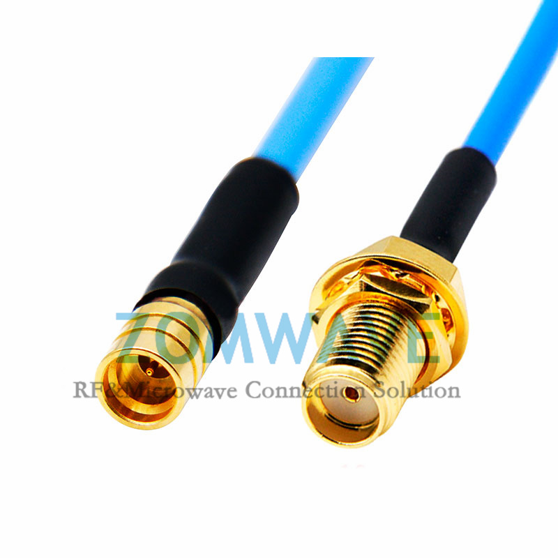 SMP(GPO) Male to SMA Female Bulkhead, Formable .086''/RG405 Cable, 18GHZ