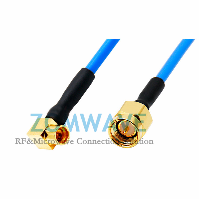 SMP(GPO) Male Right Angle to SMA Male, Formable .086''/RG405 Cable, 18GHz