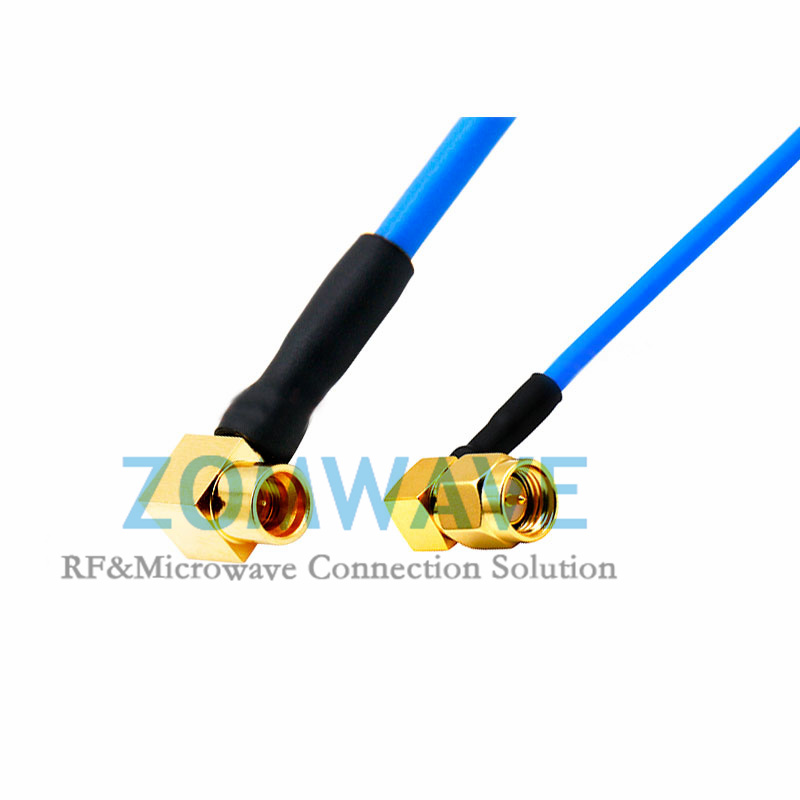 SMP(GPO) Male Right Angle to SMA Male Right Angle, Formable .086''/RG405, 9GHZ