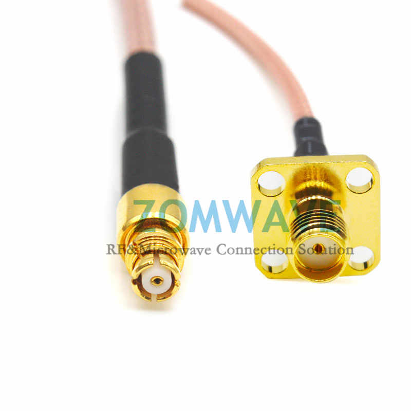 SMP(GPO) Female to SMA Female 4-hole Flange, RG316 Cable, 6GHz