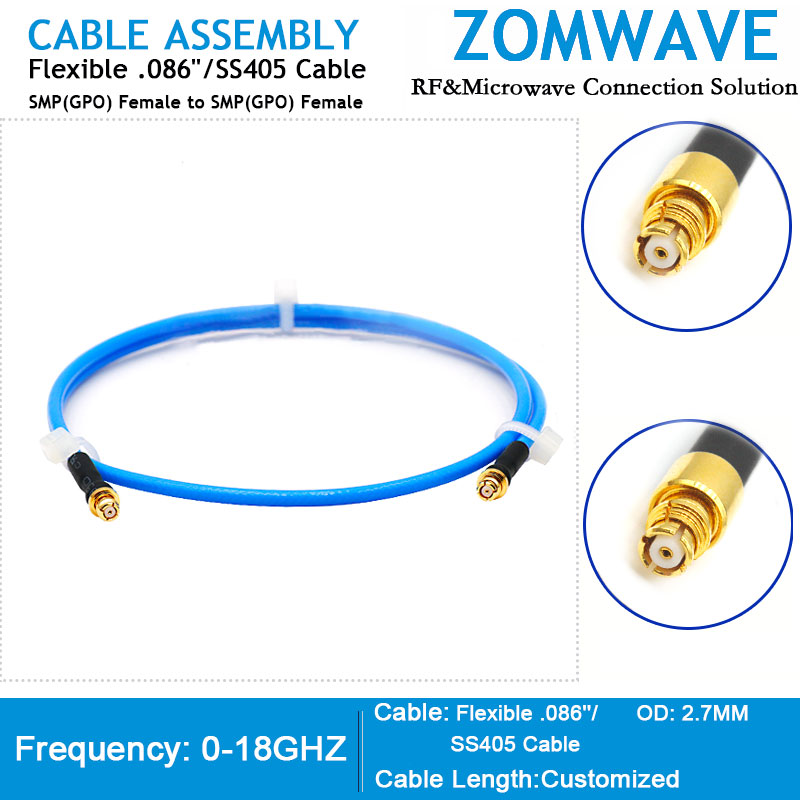 SMP(GPO) Female to SMP(GPO) Female, Flexible .086''_SS405 Cable, 18GHz