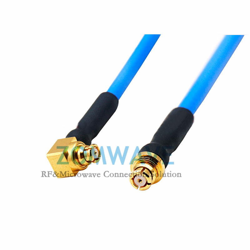 SMP(GPO) Female to SMP(GPO) Female Right Angle, Formable .086''_RG405 Cable,9GHZ