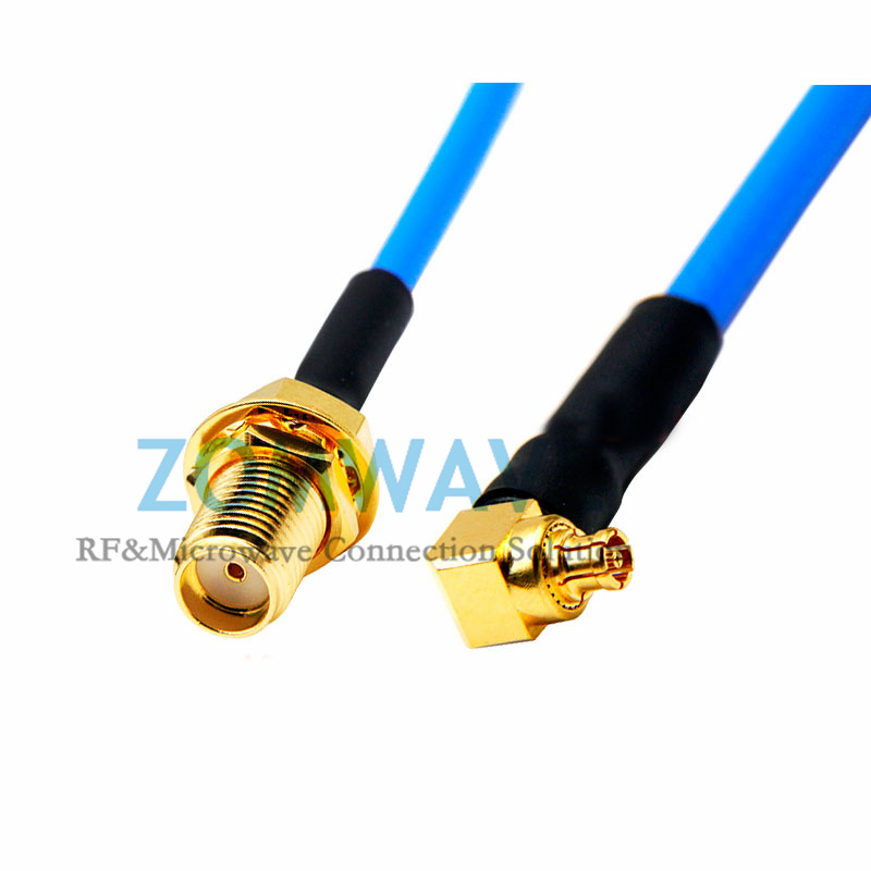 Mini SMP(GPPO) Female RA  to SMA Female Bulkhead, Flexible .086''_SS405 ,18GHZ