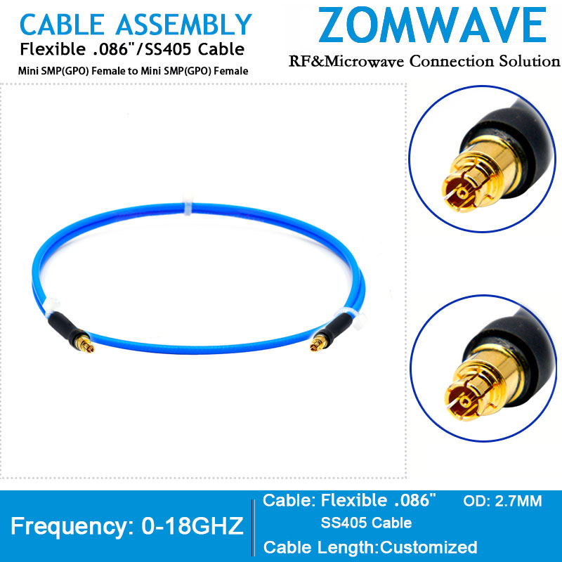 Mini SMP(GPO) Female to Mini SMP(GPO) Female, Flexible .086''_SS405 Cable, 18GHz