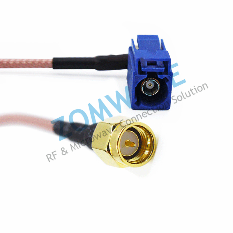 FAKRA C-Code Female Right Angle to SMA Male, RG316 Cable, 6GHz