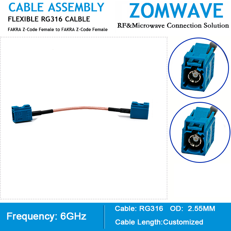 FAKRA Z-Code Female to FAKRA Z-Code Female, RG316 Cable, 6GHz