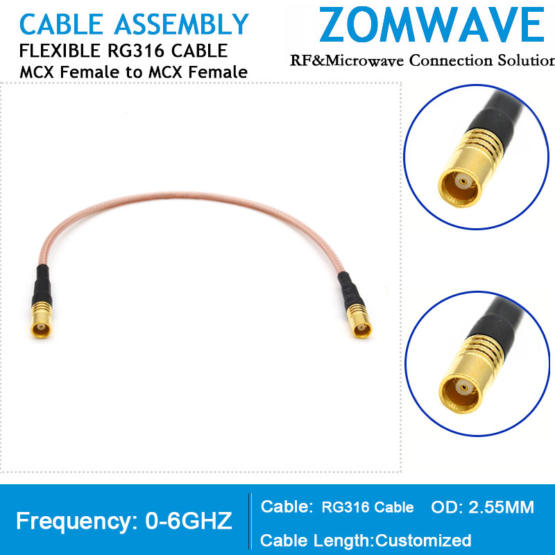 MCX Female to MCX Female, RG316 Cable, 6GHz