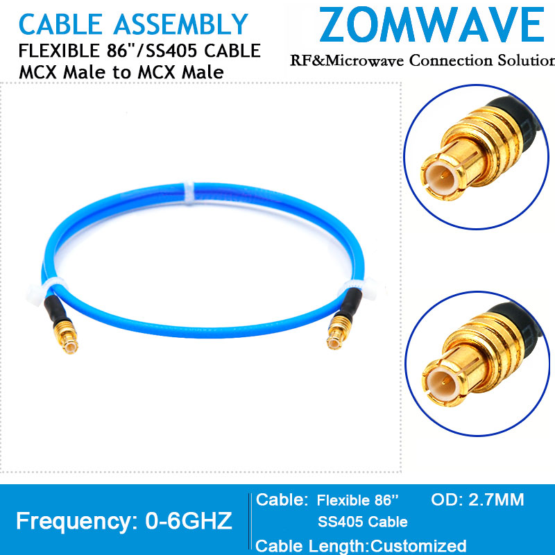MCX Male to MCX Male, Flexible .86''_SS405 Cable, 6GHz