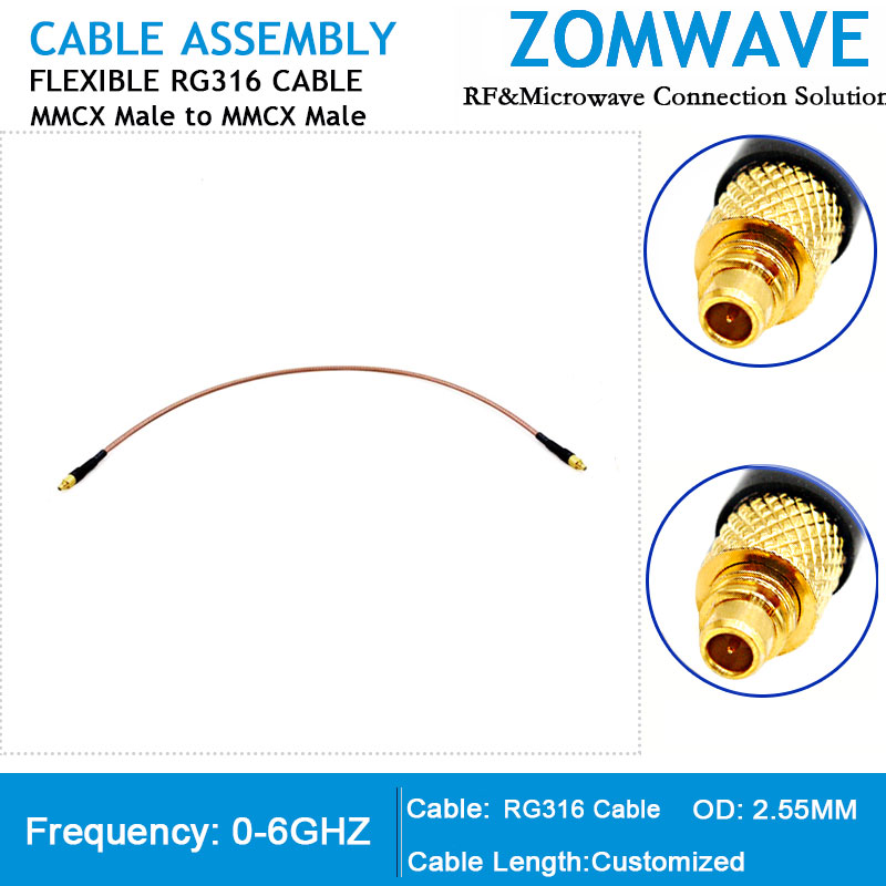 MMCX Male to MMCX Male, RG316 Cable, 6GHz