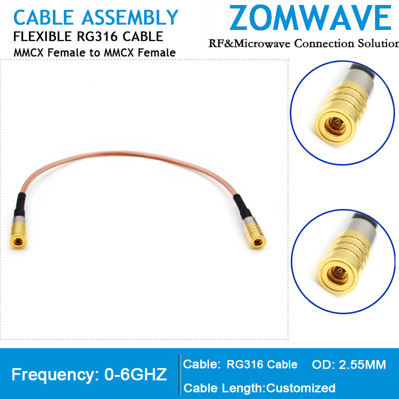 MMCX Female to MMCX Female, RG316 Cable, 6GHz