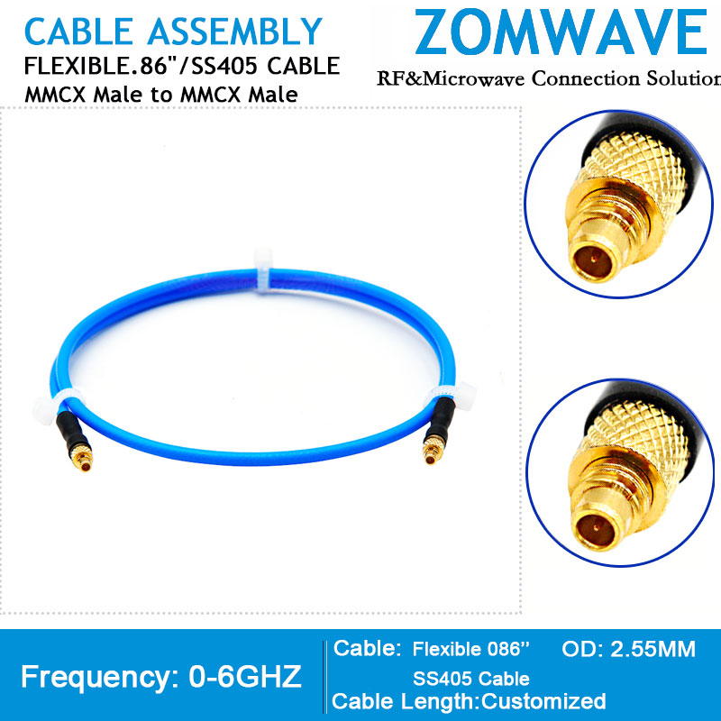 MMCX Male to MMCX Male, Flexible .86''_SS405 Cable, 6GHz