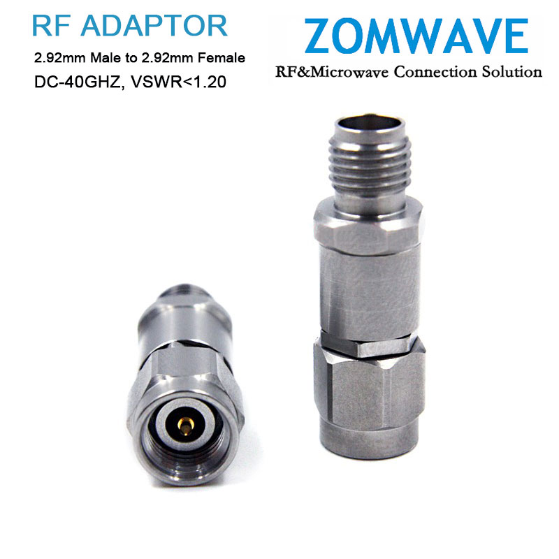 2.92mm Male to 2.92mm Female Stainless Steel Adapter, 40GHz