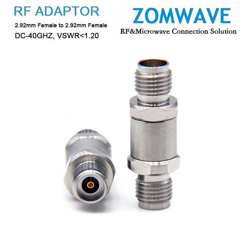 2.92mm Female to 2.92mm Female Stainless Steel Adapter, 40GHz