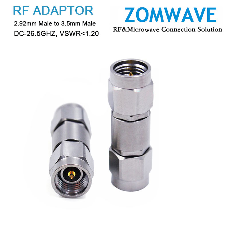 2.92mm Male to 3.5mm Male Stainless Steel Adapter, 26.5GHz