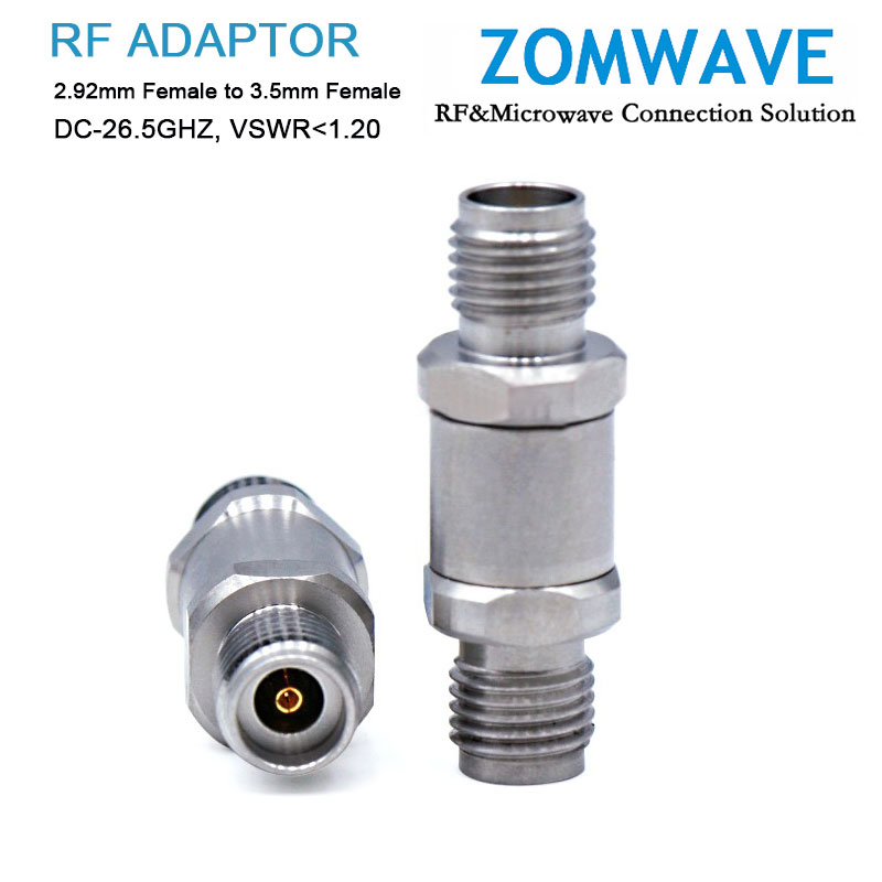 2.92mm Female to 3.5mm Female Stainless Steel Adapter, 26.5GHz