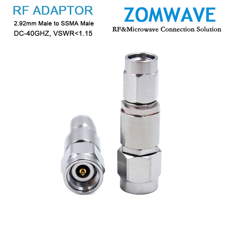 2.92mm Male to SSMA Male Stainless Steel Adapter, 40GHz