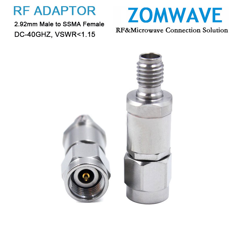 2.92mm Male to SSMA Female Stainless Steel Adapter, 40GHz