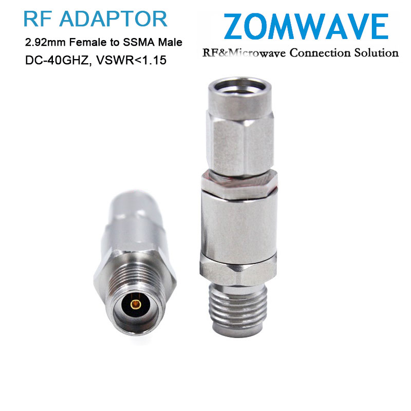 2.92mm Female to SSMA Male Stainless Steel Adapter, 40GHz