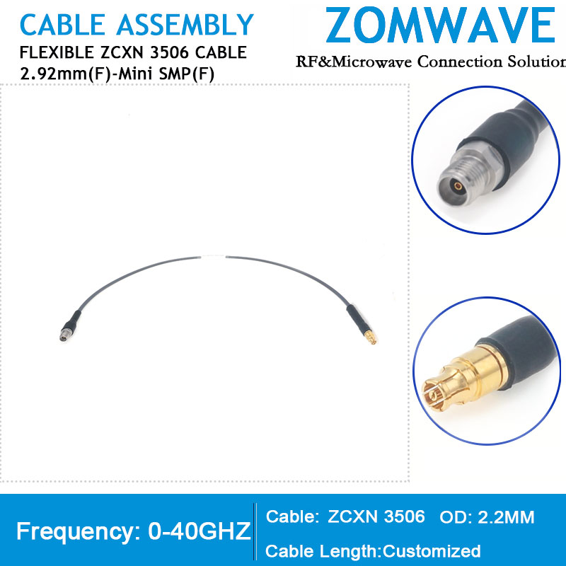 2.92mm Female to Mini SMP (SMPM/GPPO) Female, Flexible ZCXN 3506 Cable, 40GHz