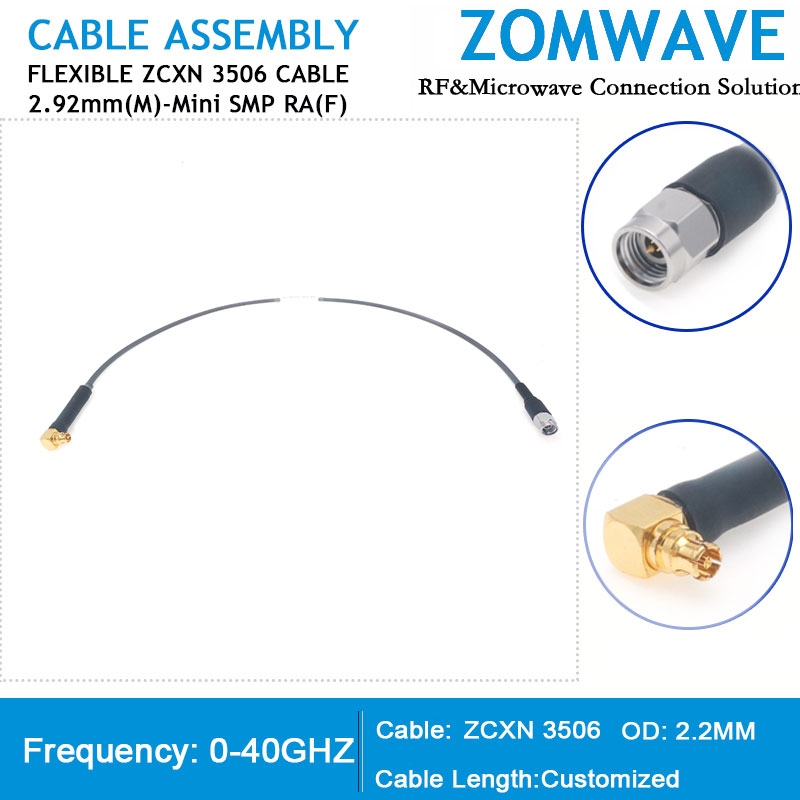 2.92mm Male to Mini SMP (SMPM/GPPO) Right Angle Female, Flexible ZCXN 3506, 40GH