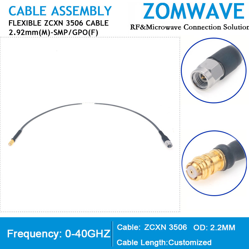 2.92mm Male to SMP(GPO) Female, Flexible ZCXN 3506 Cable, 40GHz