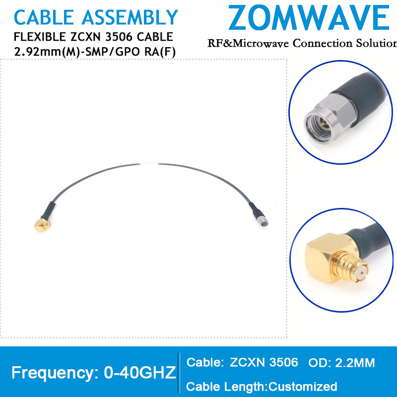 2.92mm Male to SMP(GPO) Right Angle Female, Flexible ZCXN 3506 Cable, 40GHz