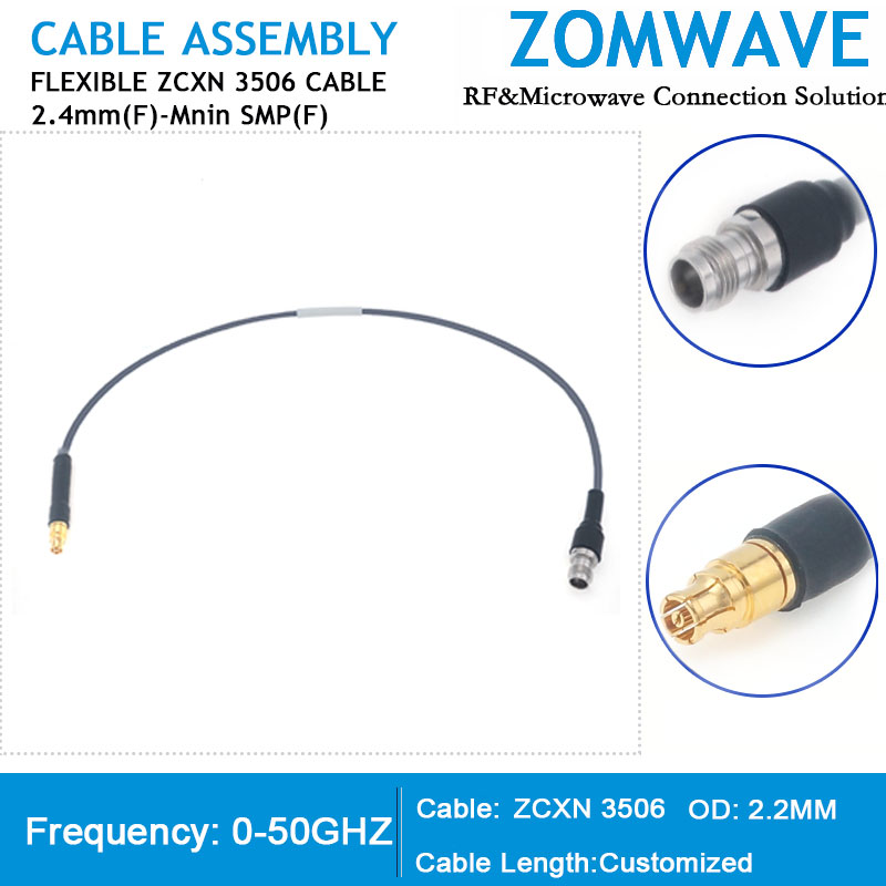 2.4mm Female to Mini SMP (SMPM/GPPO) Female, Flexible ZCXN 3506 Cable, 50GHz