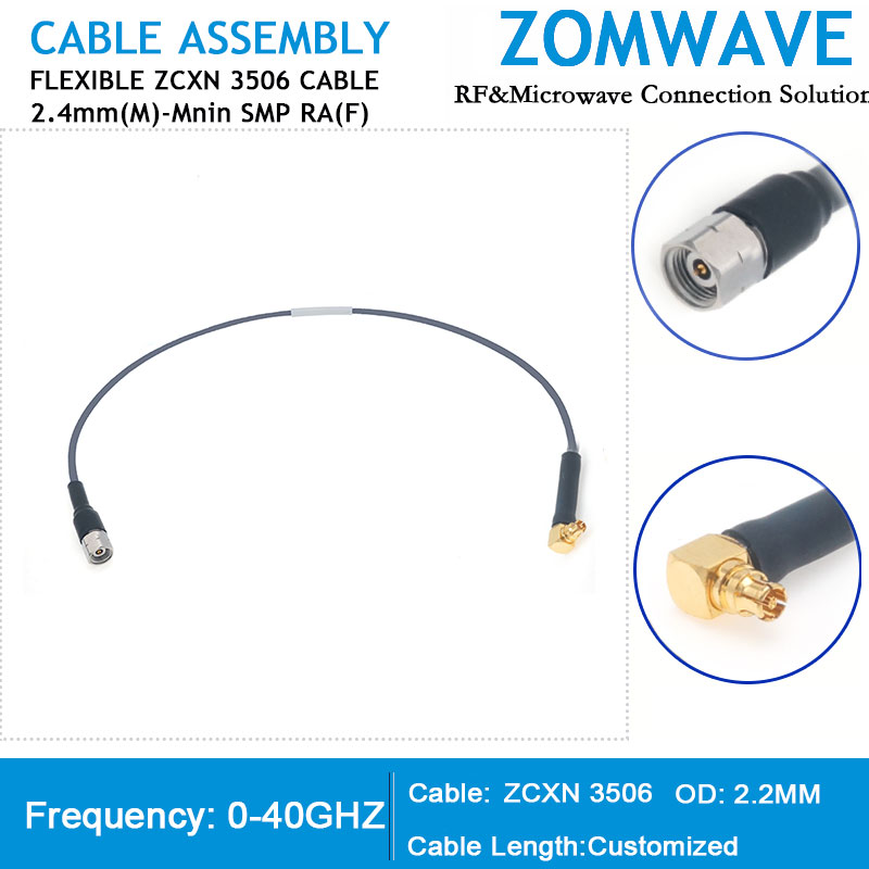 2.4mm Male to Mini SMP (SMPM/GPPO) Right Angle Female,Flexible ZCXN 3506,40GHZ