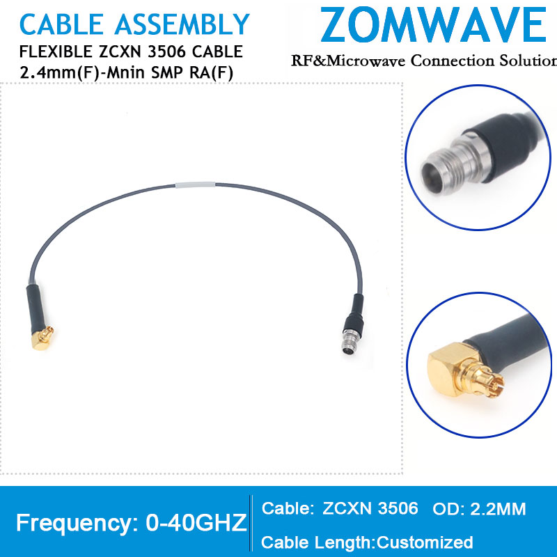 2.4mm Female to Mini SMP (SMPM/GPPO) Right Angle Female,Flexible ZCXN 3506,40GHZ