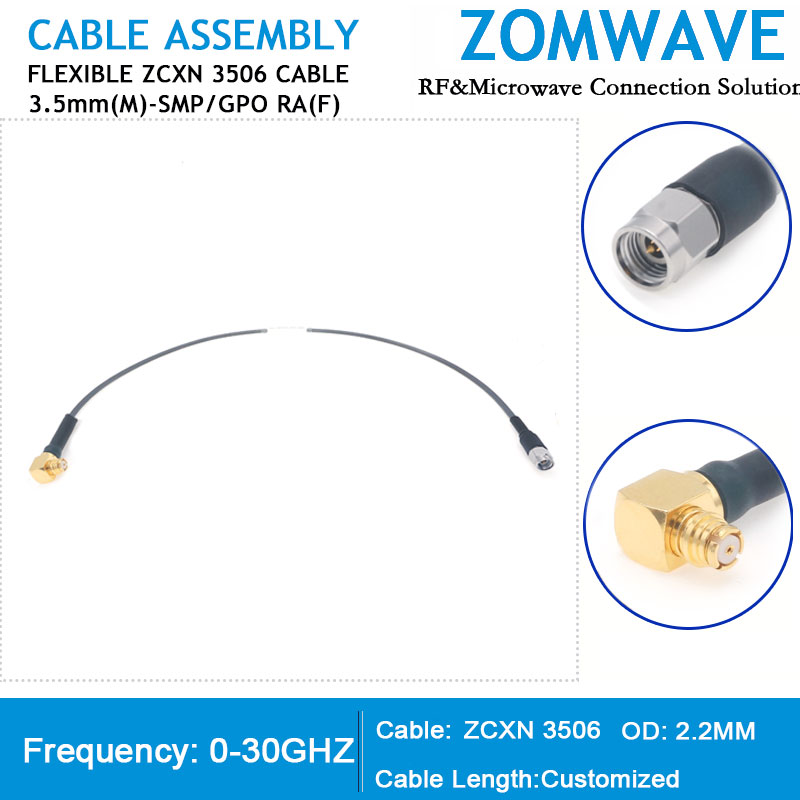 3.5mm Male to SMP(GPO) Right Angle Female, Flexible ZCXN 3506 Cable, 30GHz